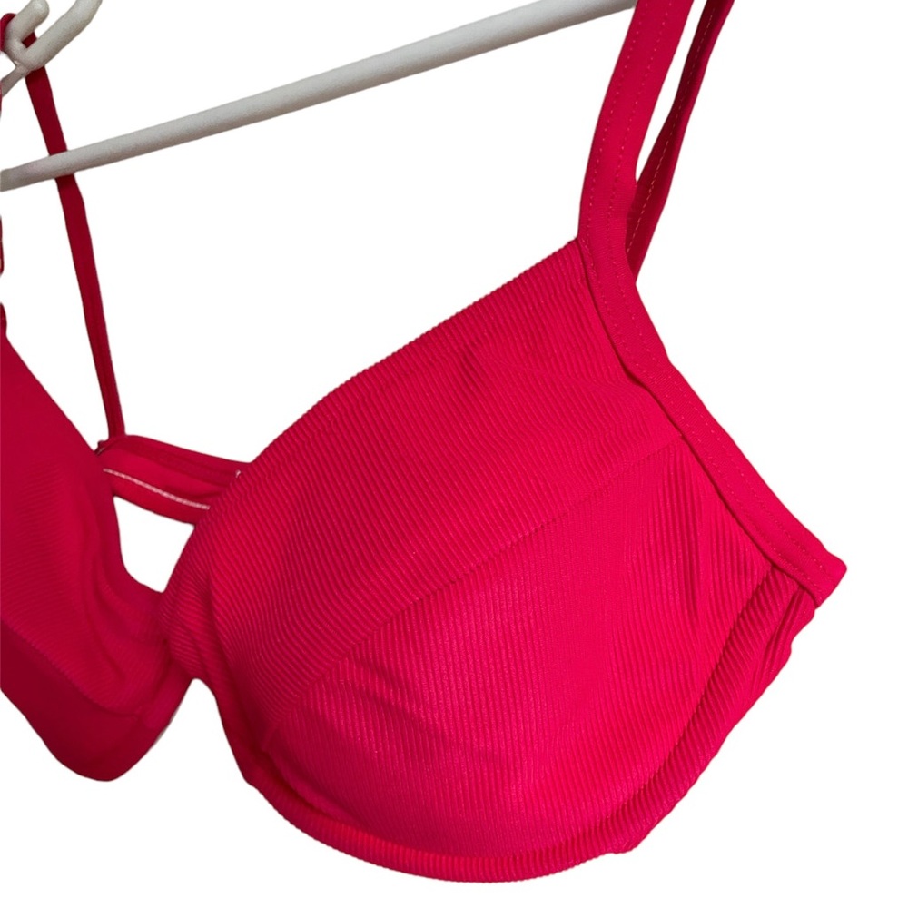 Fit System Vintage Underwire Bikini Top Ribbed Fire Engine Red Boxa Size 10 View 2